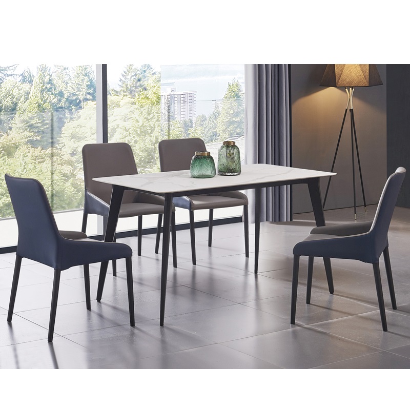 Nordic minimalistischer Marmor-Esstisch Kreativer Eisen-Esstisch und -stuhl-Kombination Small Apartment Restaurant Lange Tabelle