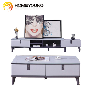 Wohnzimmer LCD-TV-Stand-Holzmenge LED-Metallglas-Schicht-Packung moderne Möbel gehärtetes PCs-Design-Drop-Material ista