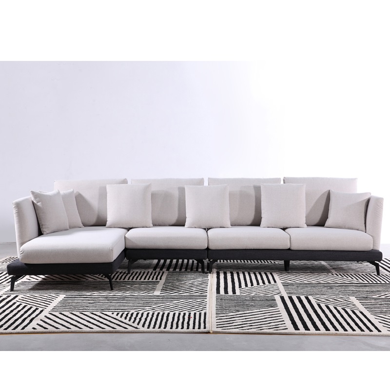 Modernes minimalistisches weißes Gewebe-Sofa Italien minimalistisches Mehrperson-Wohnung abnehmbares und waschbares Sofa