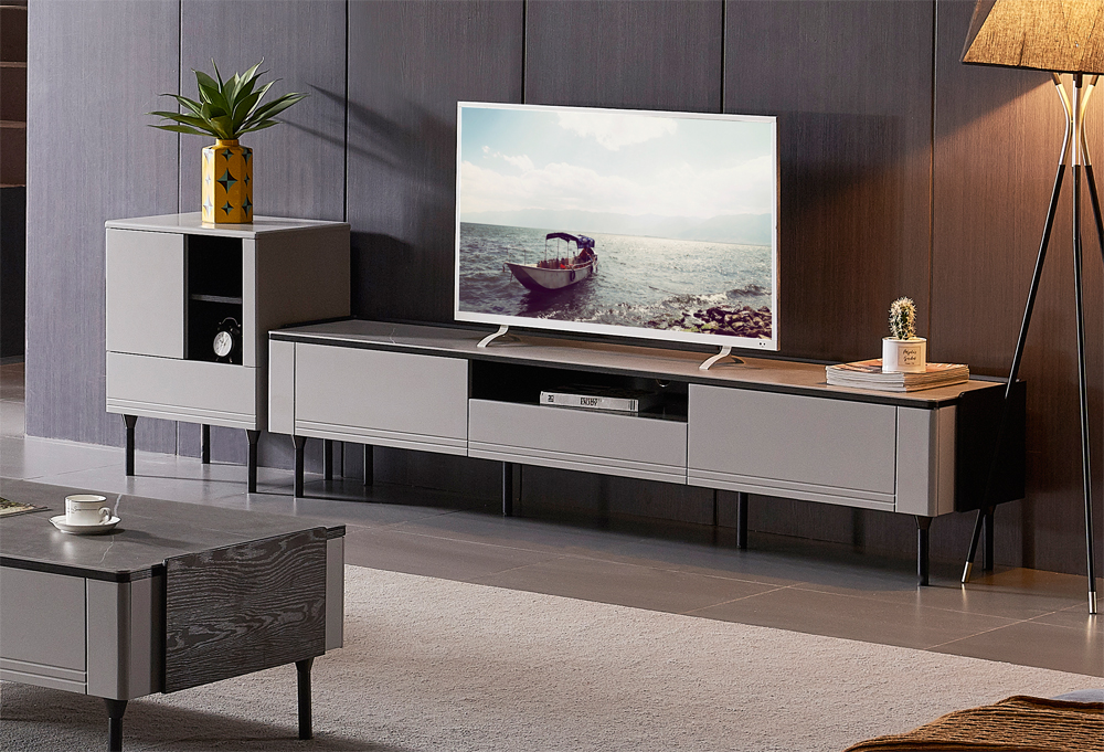 Leichte Luxusstil Hochwertige Designmöbel Hersteller Direkte TV-Kabinett-Tafel-Tischkombination